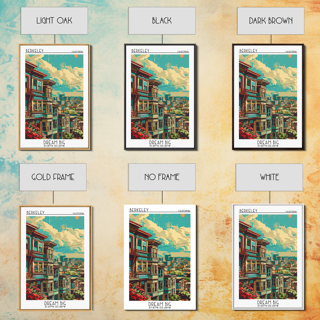 Berkeley Travel Poster, Framed Canvas Print, City Travel Poster, Travel Wall Art, Travel Print, Travel Wall Decor, City Illustration
