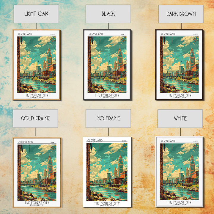 Cleveland Travel Poster, Canvas Print, Travel Art Print, Modern Wall Decor, Retro Travel Print, Travel Wall Art, Retro Travel Poster