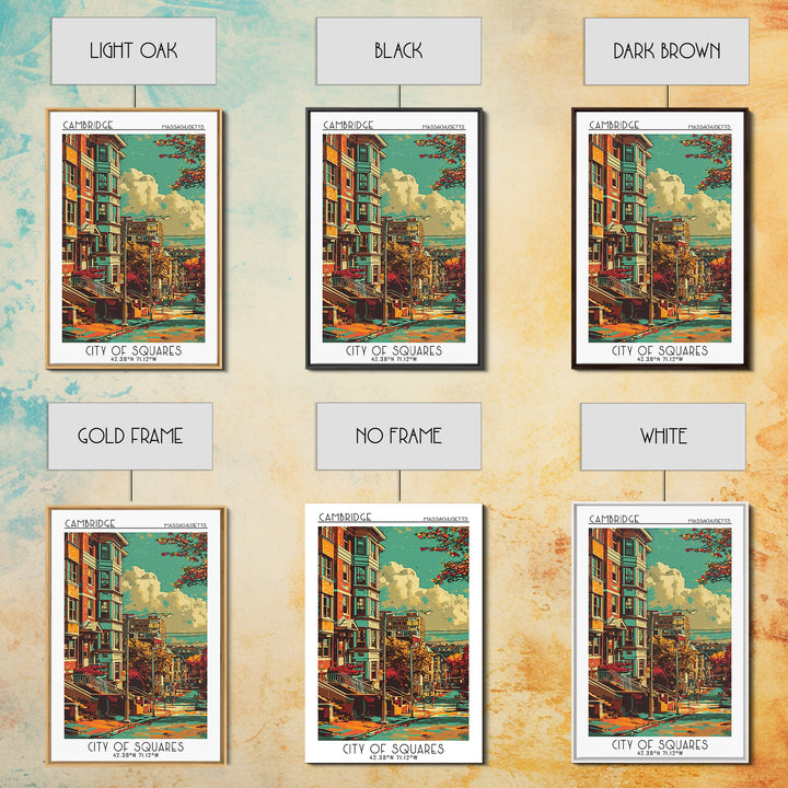 Cambridge Travel Poster, Canvas Print, Travel Prints, Landscape Art, Art Print, Poster Art, Retro Travel Print, Mid Century Wall Art