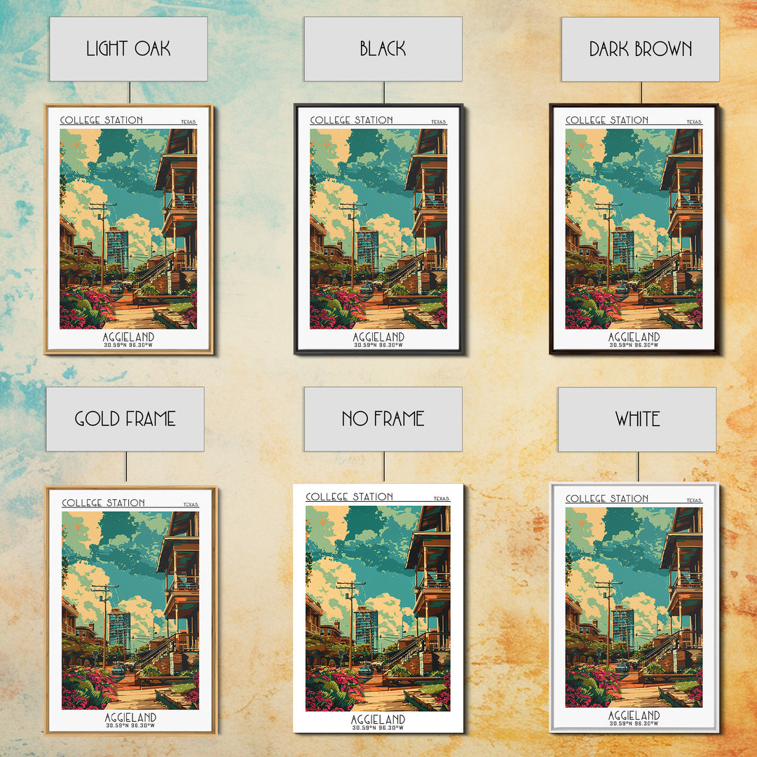College Station Travel Poster, Framed Canvas Print, City Travel Poster, Travel Wall Art, Travel Print, Landscape Art, Travel Posters