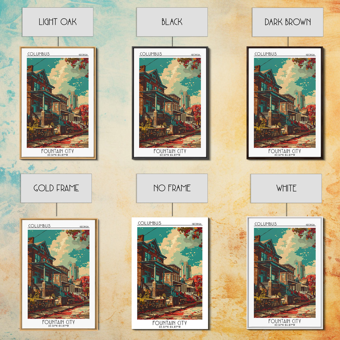 Columbus Travel Poster, Framed Canvas Print, City Travel Poster, Travel Wall Art, Vintage Travel Print, Poster Print, Fine Art Print