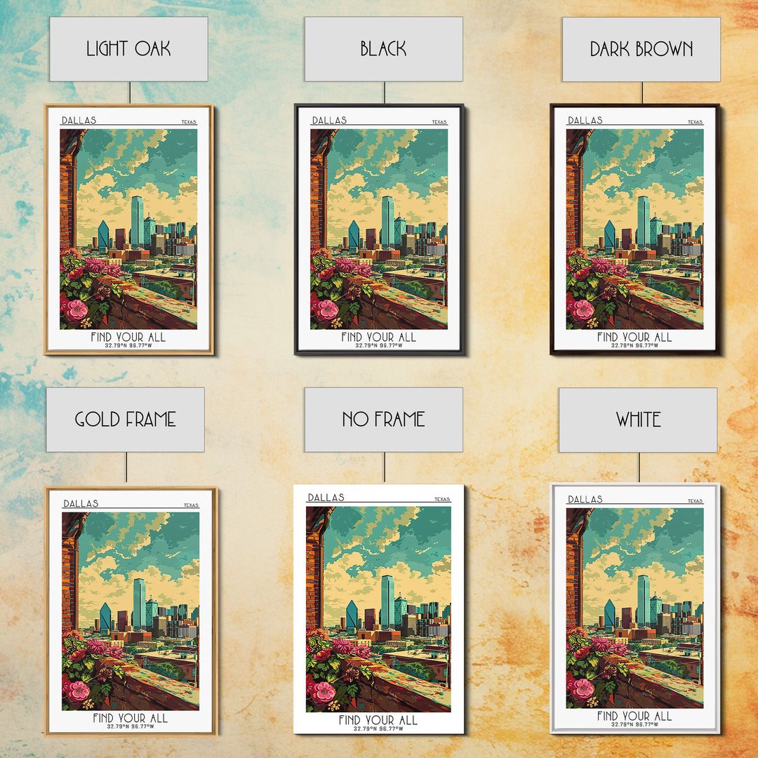 Dallas Travel Poster, Canvas Print, Retro Travel Poster, City Wall Art, Poster Print, Travel Decor, Minimalist Poster, Travel Prints