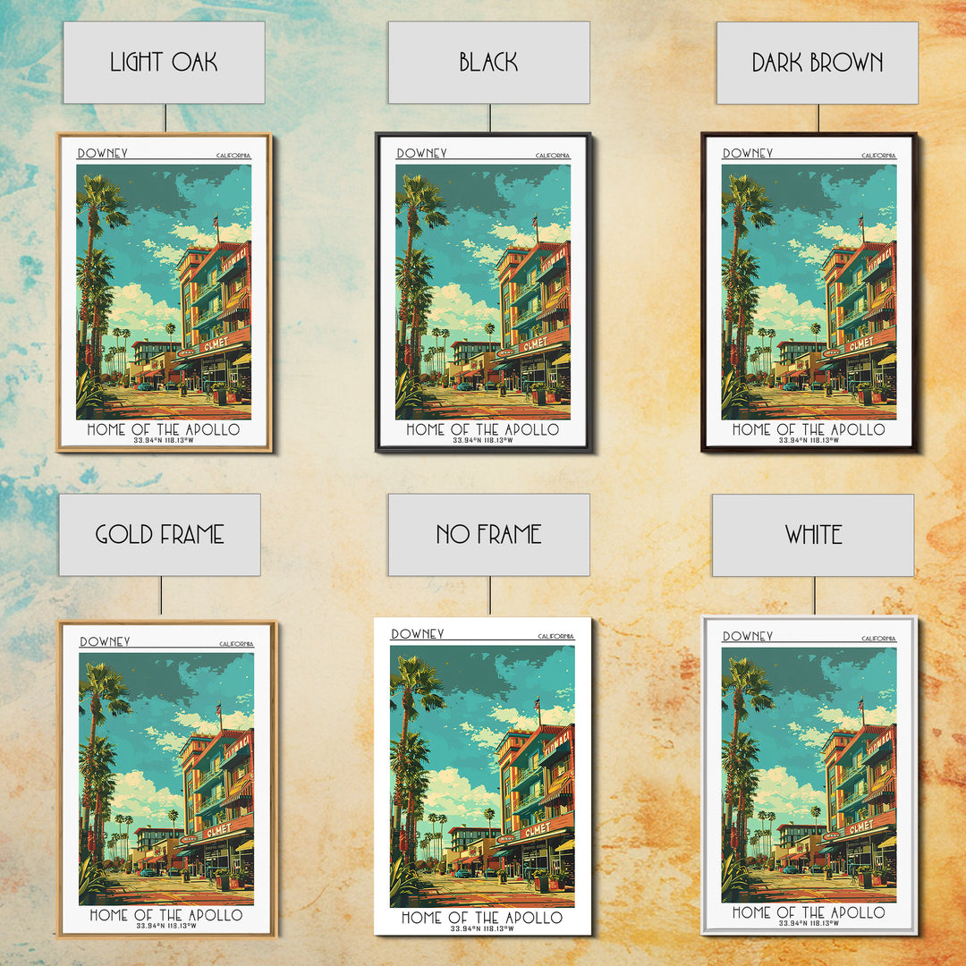 Downey Travel Poster, Framed Canvas Print, City Art Print, Travel Wall Art, Vintage Posters, Retro Travel Print, Retro Travel Poster