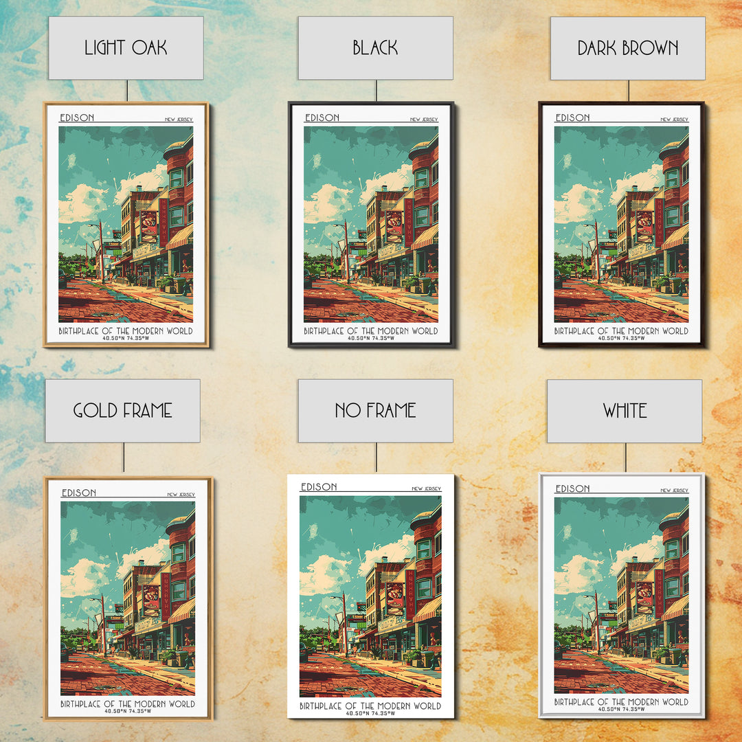 Edison Travel Poster, Canvas Print, Travel Wall Art, City Wall Art, Home Decor, Travel Wall Decor, Fine Art Print, City Illustration