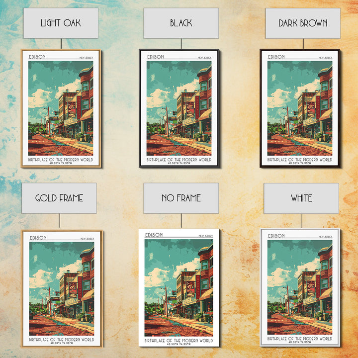 Edison Travel Poster, Canvas Print, Travel Wall Art, City Wall Art, Home Decor, Travel Wall Decor, Fine Art Print, City Illustration