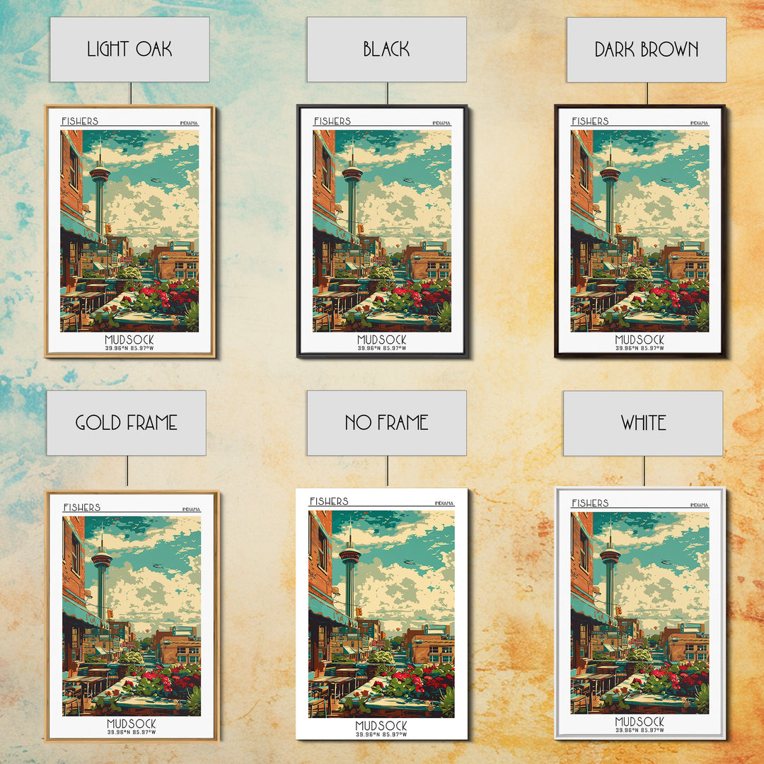 Fishers Travel Poster, Framed Canvas Print, Travel Art Print, Modern Wall Decor, City Wall Art, Poster Art, Poster Print, Home Decor