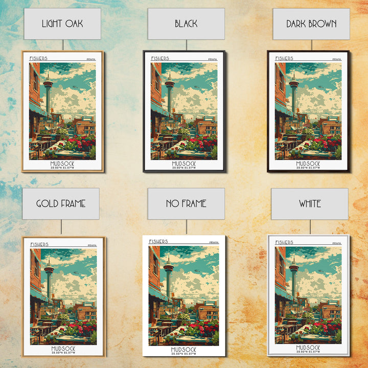 Fishers Travel Poster, Framed Canvas Print, Travel Art Print, Modern Wall Decor, City Wall Art, Poster Art, Poster Print, Home Decor
