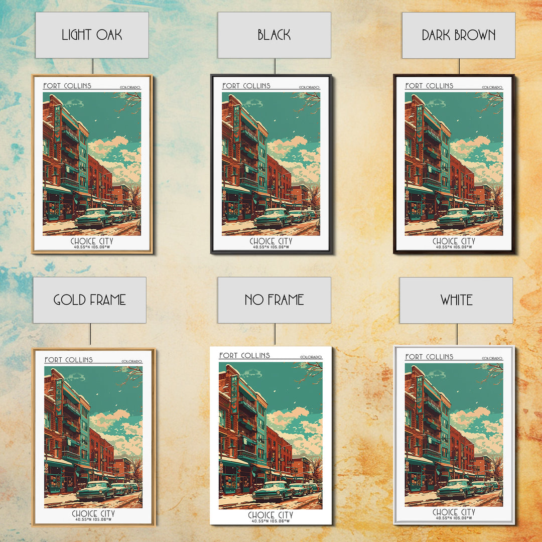 Fort Collins Travel Poster, Framed Canvas Print, Poster Print, Travel Wall Art, Vintage Travel Print, Living Room Wall Art, Wall Art