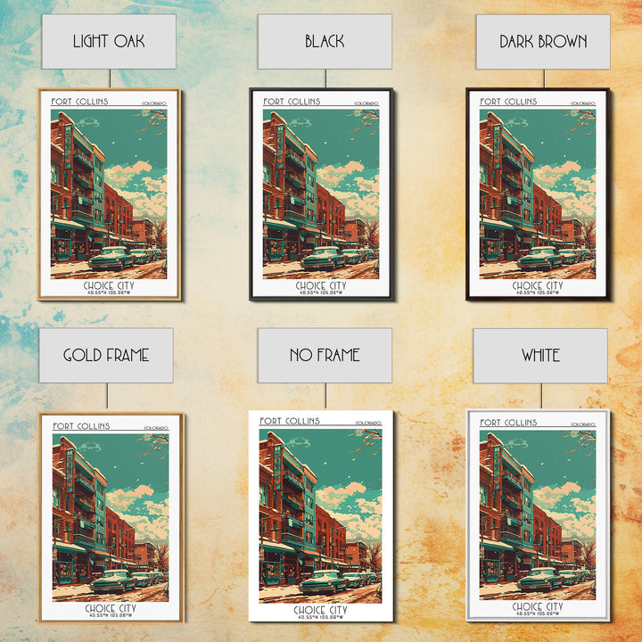 Fort Collins Travel Poster, Framed Canvas Print, Poster Print, Travel Wall Art, Vintage Travel Print, Living Room Wall Art, Wall Art