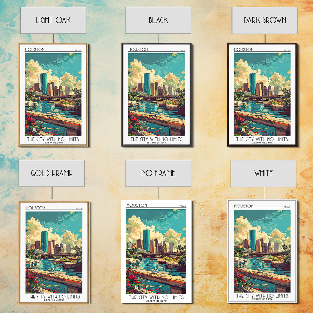 Houston Travel Poster, Canvas Print, City Travel Poster, Travel Wall Art, Art Print, Travel Print, Retro Travel Print, Landscape Art