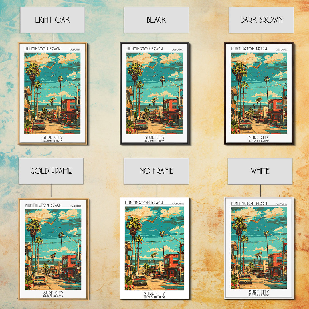 Huntington Beach Travel Poster, Canvas Print, City Travel Poster, Travel Wall Art, Travel Art Print, Home Office Decor, Poster Print