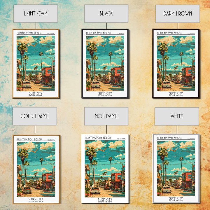 Huntington Beach Travel Poster, Canvas Print, City Travel Poster, Travel Wall Art, Travel Art Print, Home Office Decor, Poster Print