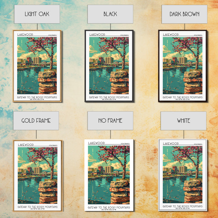 Lakewood Travel Poster, Canvas Print, Travel Art Print, Modern Wall Decor, Wall Art, City Wall Art, Travel Wall Decor, Landscape Art