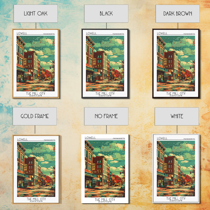Lowell Travel Poster, Framed Canvas Print, Travel Art Print, Modern Wall Decor, Wall Art, Art Print, Travel Decor, Home Office Decor