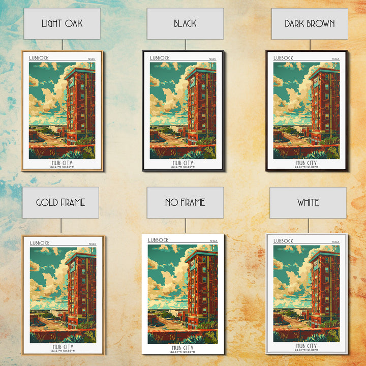 Lubbock Travel Poster, Framed Canvas Print, City Travel Poster, Travel Wall Decor, Living Room Wall Art, Home Office Decor, Wall Art