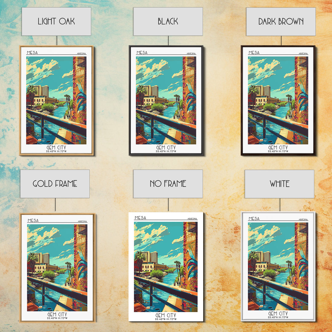 Mesa Travel Poster, Framed Canvas Print, Vintage Travel Print, City Wall Art, Fine Art Print, Minimalist Poster, Retro Travel Poster