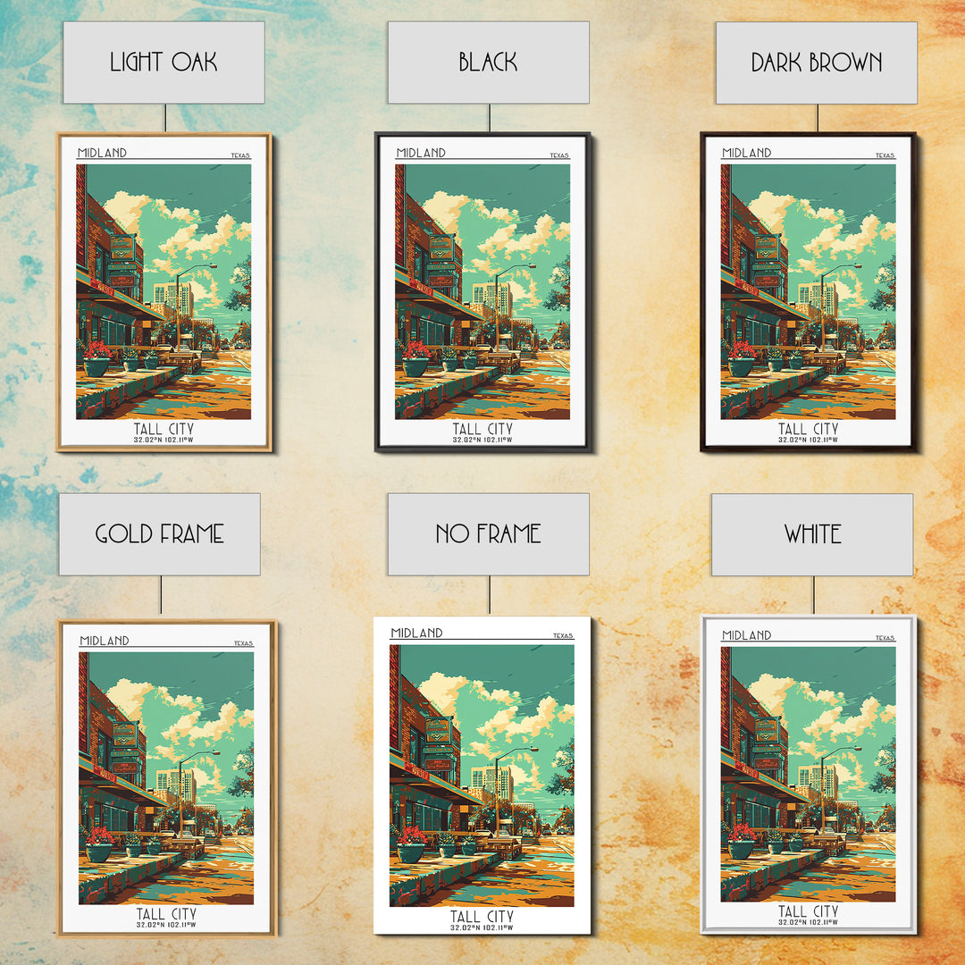 Midland Travel Poster, Framed Canvas Print, Poster Print, Travel Wall Art, Art Print, Travel Print, Retro Travel Print, Travel Decor