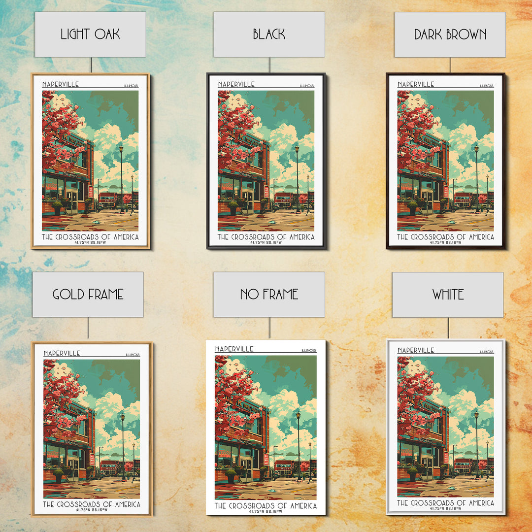 Naperville Travel Poster, Canvas Print, Retro Travel Poster, City Wall Art, City Art Print, Retro Travel Print, Living Room Wall Art