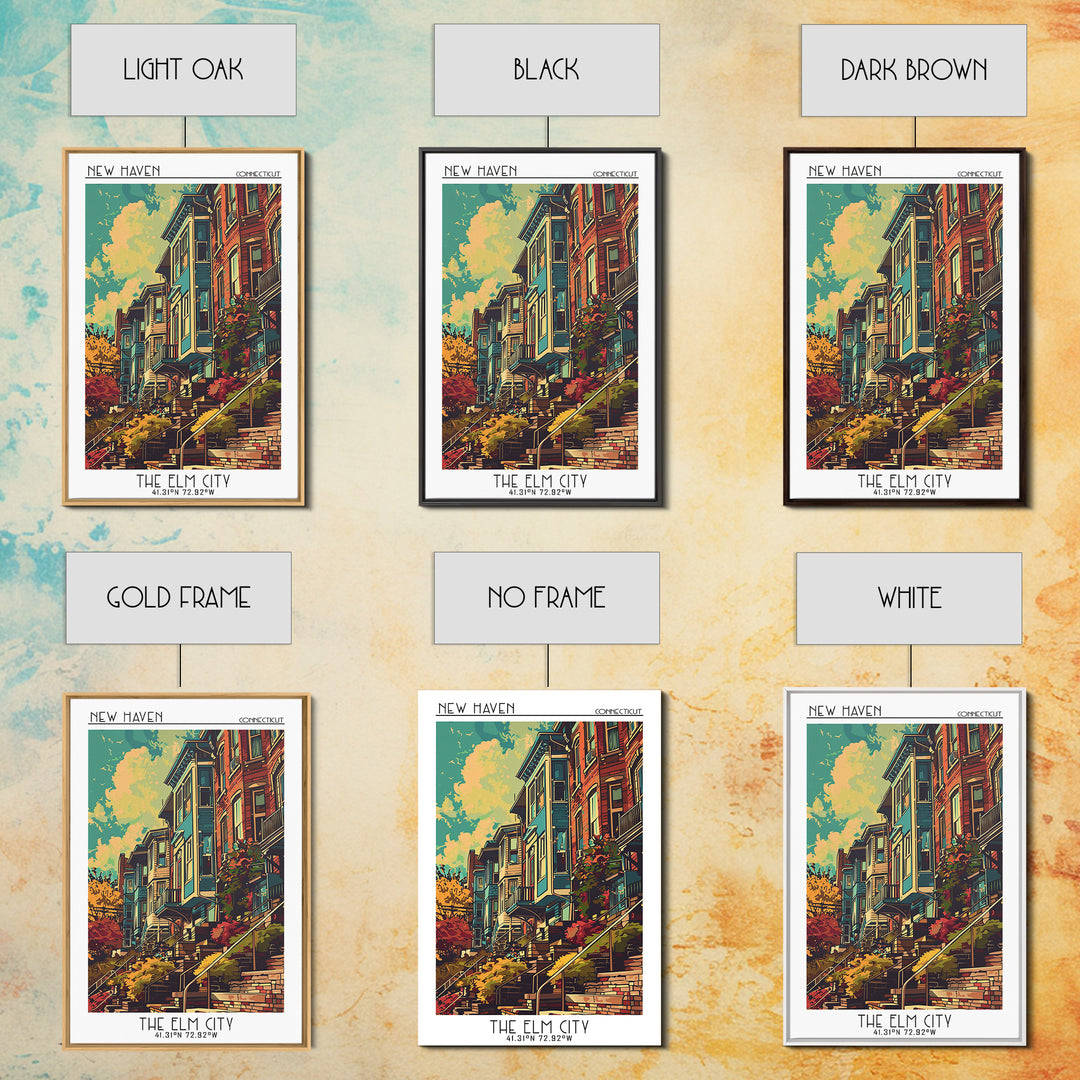 New Haven Travel Poster, Canvas Print, City Travel Poster, Vintage City Poster, Landscape Art, Travel Wall Art, Mid Century Wall Art