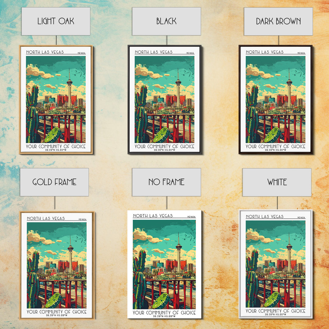North Las Vegas Travel Poster, Framed Canvas Print, Travel Wall Art, City Wall Art, Travel Art Print, Fine Art Print, Vintage Travel