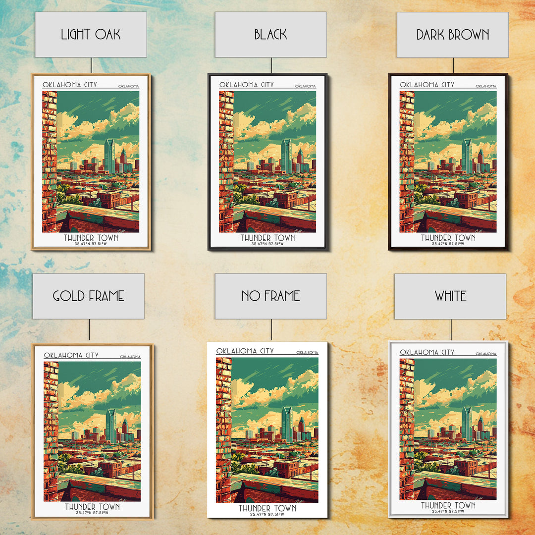 Oklahoma City Travel Poster, Framed Canvas Print, Retro Travel Poster, City Wall Art, Wanderlust Gift, Travel Prints, City Art Print