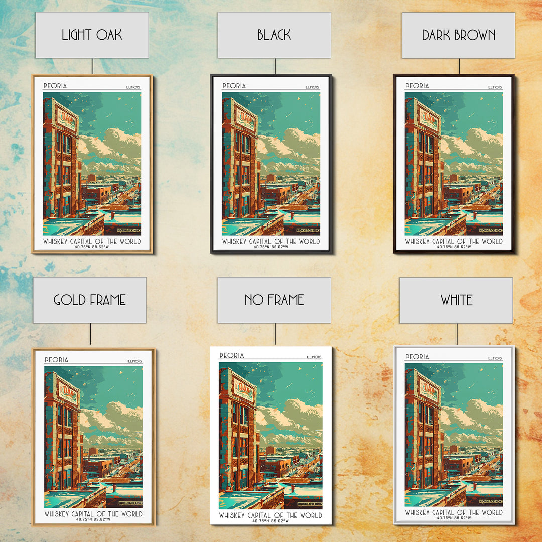 Peoria Illinois Travel Poster, Canvas Print, City Travel Poster, Travel Wall Decor, Retro Travel Poster, Gallery Wall Set, Art Print