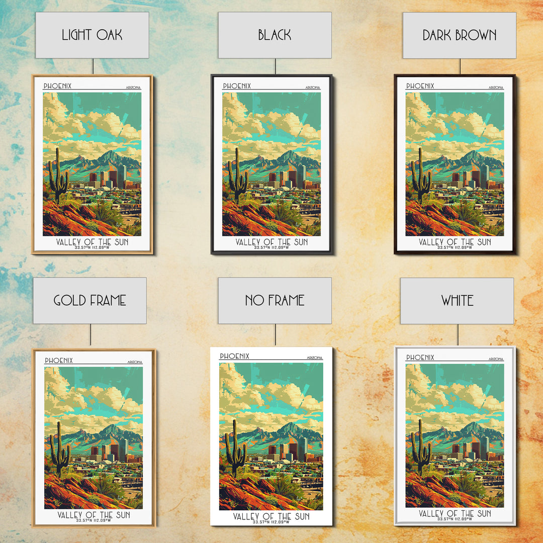 Phoenix Travel Poster, Framed Canvas Print, Vintage Travel Print, City Wall Art, Minimalist Poster, Travel Posters, Travel Art Print