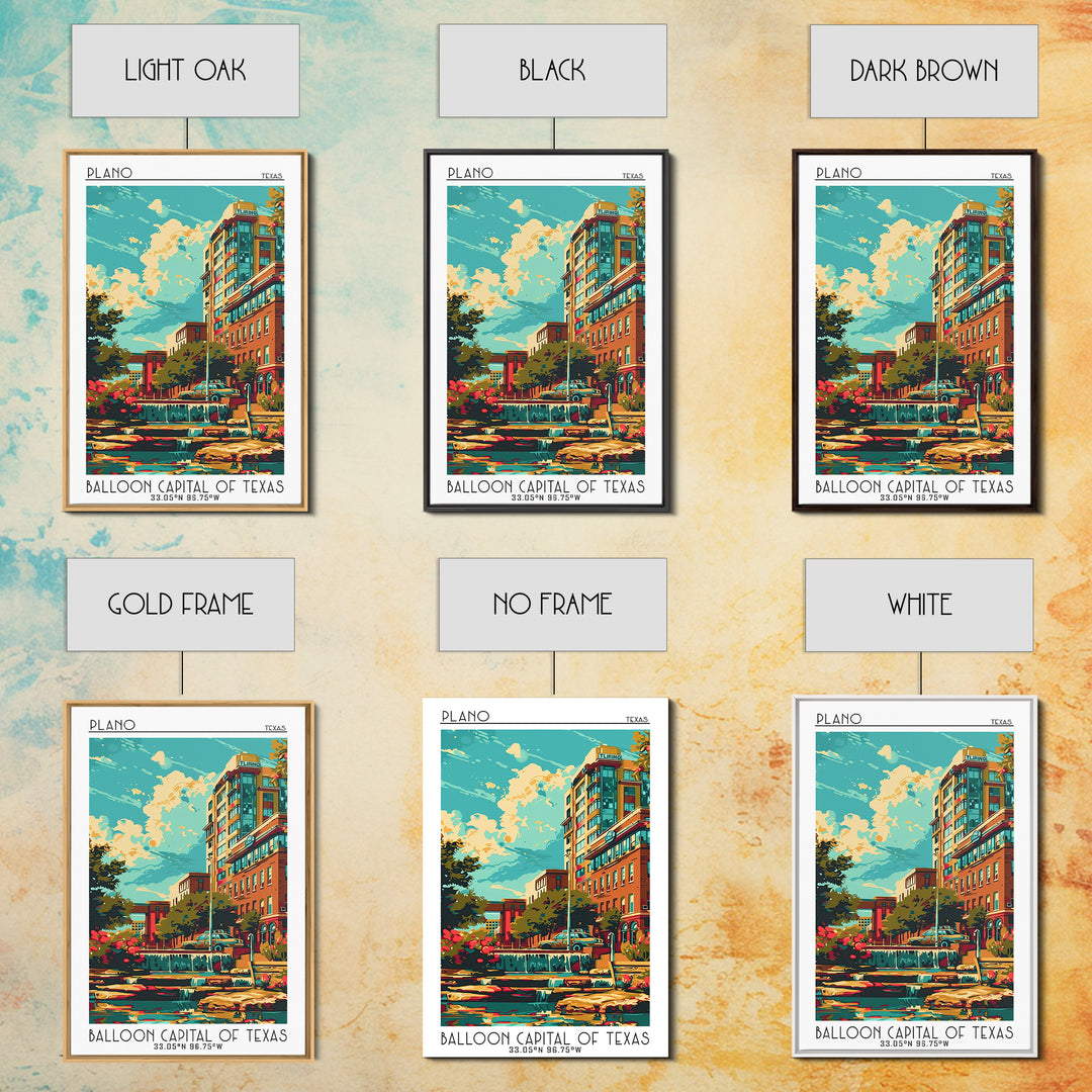 Plano Travel Poster, Canvas Print, Retro Travel Poster, City Wall Art, Travel Decor, Poster Art, Gallery Wall Set, Travel Wall Decor