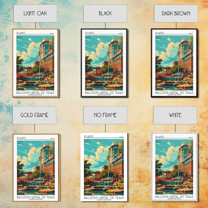 Plano Travel Poster, Canvas Print, Retro Travel Poster, City Wall Art, Travel Decor, Poster Art, Gallery Wall Set, Travel Wall Decor