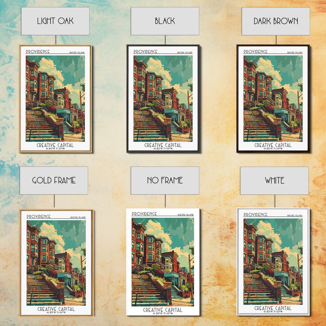 Providence Travel Poster, Framed Canvas Print, Travel Wall Art, City Wall Art, Art Print, Vintage Travel Print, Living Room Wall Art