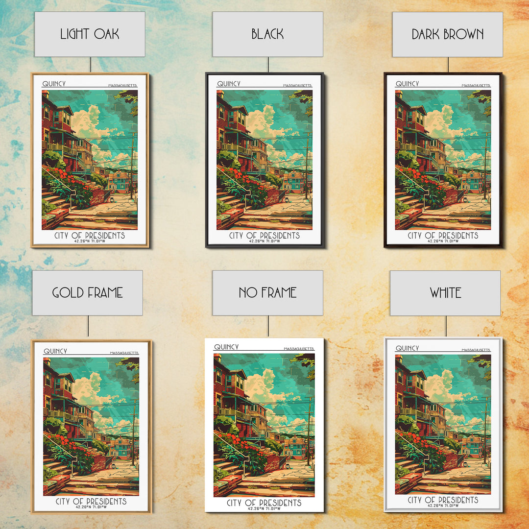 Quincy Travel Poster, Canvas Print, Travel Prints, Landscape Art, Art Print, Mid Century Wall Art, Travel Wall Art, Gallery Wall Set