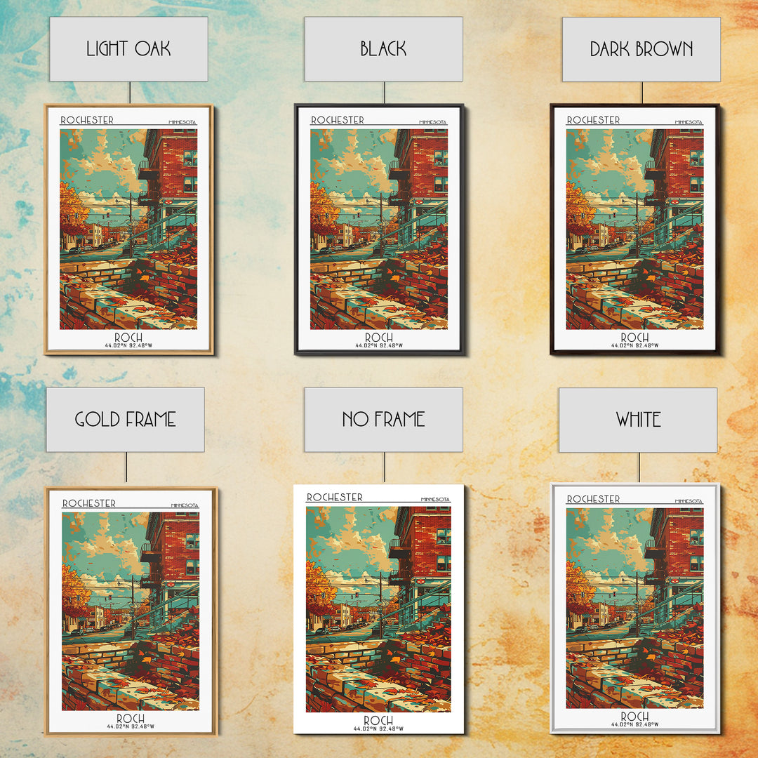 Rochester Travel Poster, Framed Canvas Print, Retro Travel Poster, City Wall Art, Home Office Decor, Art Print, Living Room Wall Art