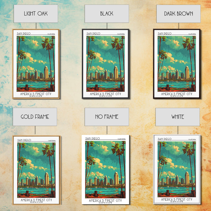 San Diego Travel Poster, Framed Canvas Print, Retro Travel Poster, City Wall Art, Vintage Travel Art, Vintage Posters, Travel Prints