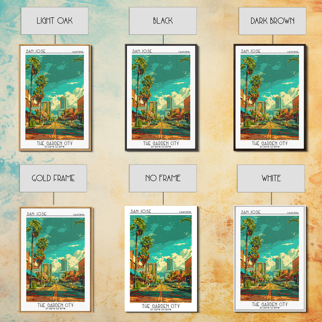 San Jose Travel Poster, Canvas Print, Vintage Travel Print, City Wall Art, City Illustration, Gallery Wall Set, Living Room Wall Art