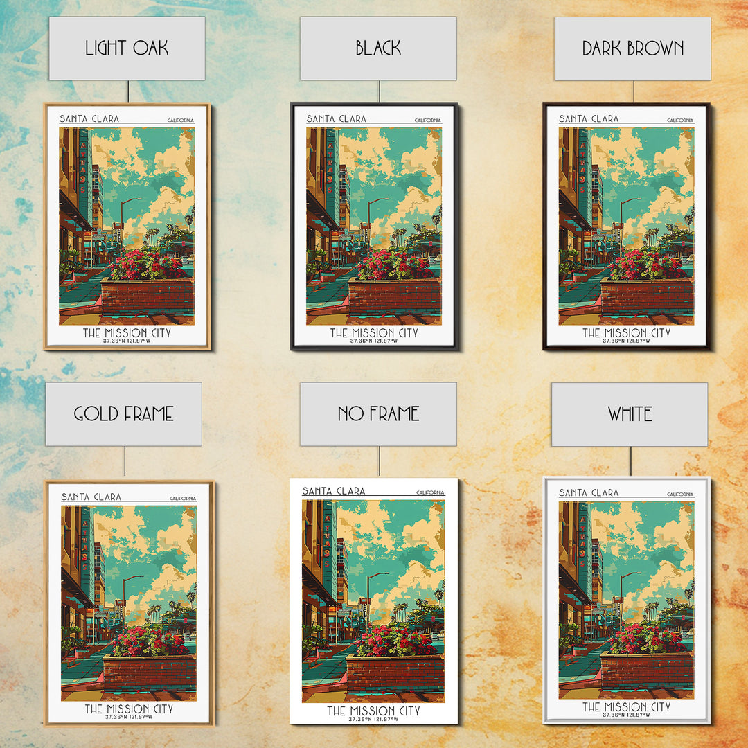 Santa Clara Travel Poster, Canvas Print, Travel Art Print, Modern Wall Decor, City Wall Art, Mid Century Wall Art, City Illustration