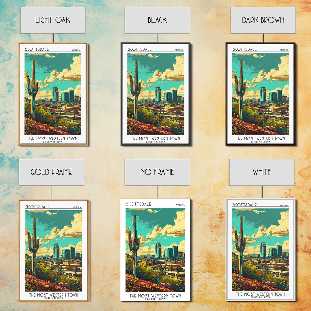 Scottsdale Travel Poster, Canvas Print, Travel Wall Decor, Minimalist Poster, Modern Wall Decor, Travel Posters, Retro Travel Poster