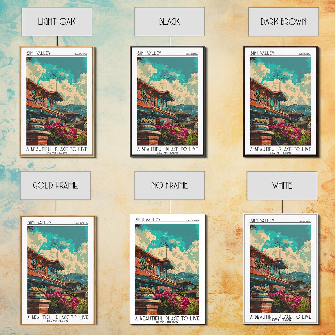 Simi Valley Travel Poster, Canvas Print, Travel Wall Decor, Minimalist Poster, Mid Century Wall Art, Gallery Wall Set, City Wall Art
