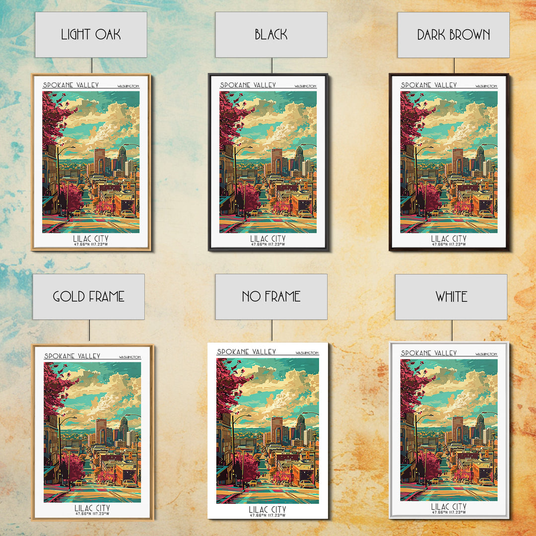 Spokane Valley Washington Travel Poster, Canvas Print, Vintage Travel Print, City Wall Art, Fine Art Print, Wall Art, Vintage Poster