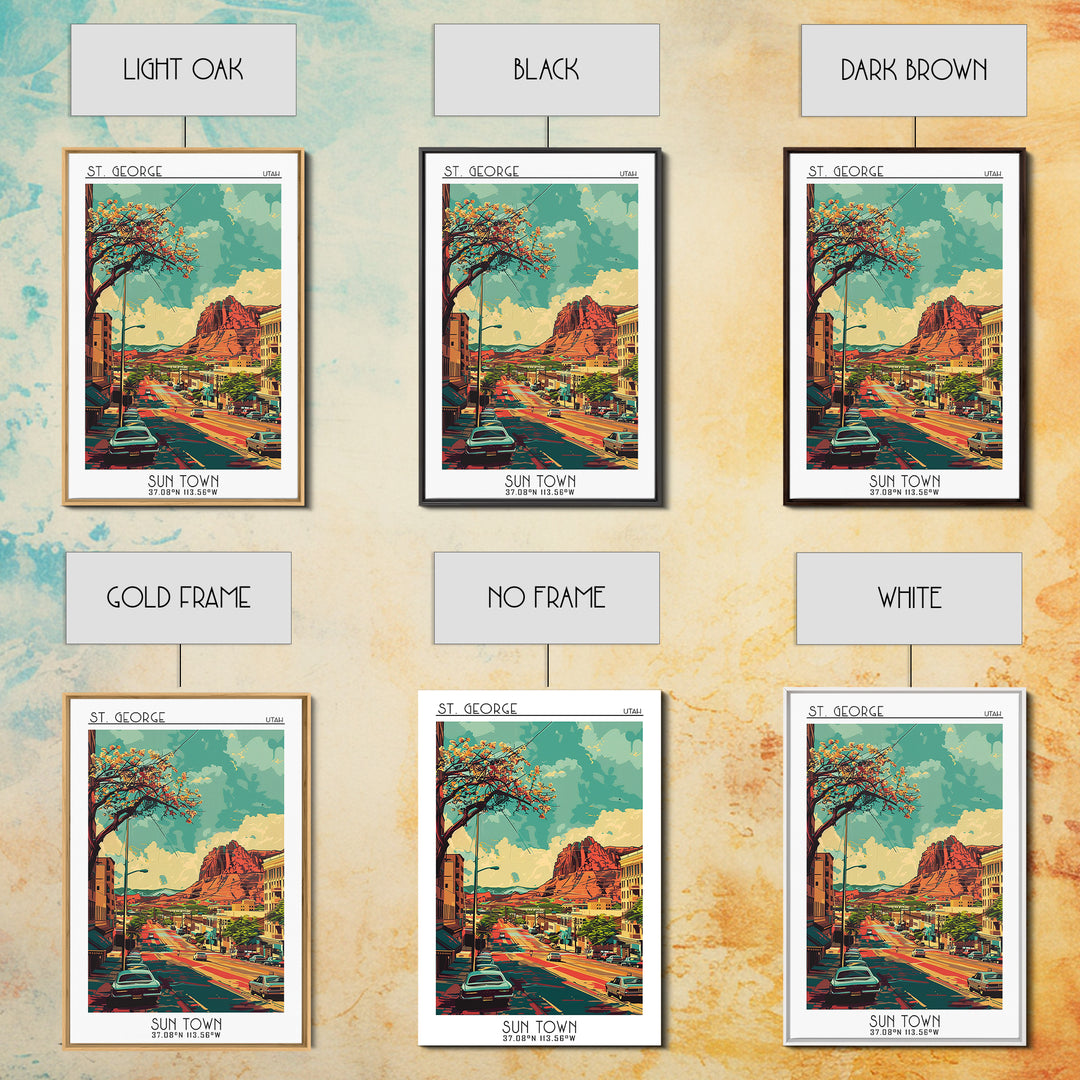 St George Travel Poster, Framed Canvas Print, City Travel Poster, Travel Wall Art, Home Office Decor, Travel Decor, Gallery Wall Set