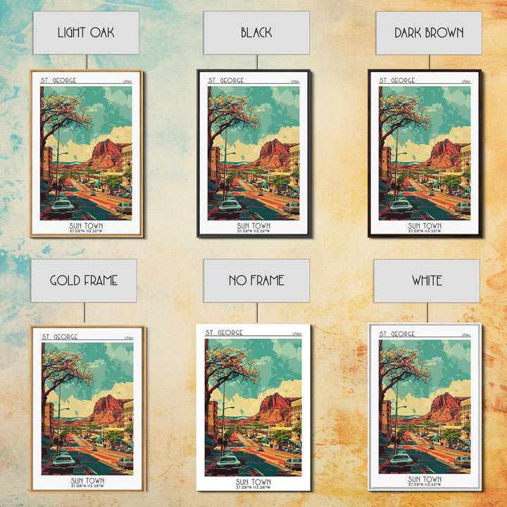St George Travel Poster, Framed Canvas Print, City Travel Poster, Travel Wall Art, Home Office Decor, Travel Decor, Gallery Wall Set