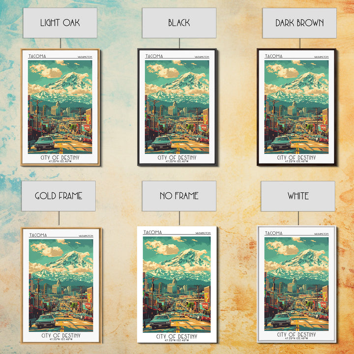 Tacoma Travel Poster, Framed Canvas Print, Travel Art Print, Modern Wall Decor, Landscape Art, Minimalist Poster, City Travel Poster