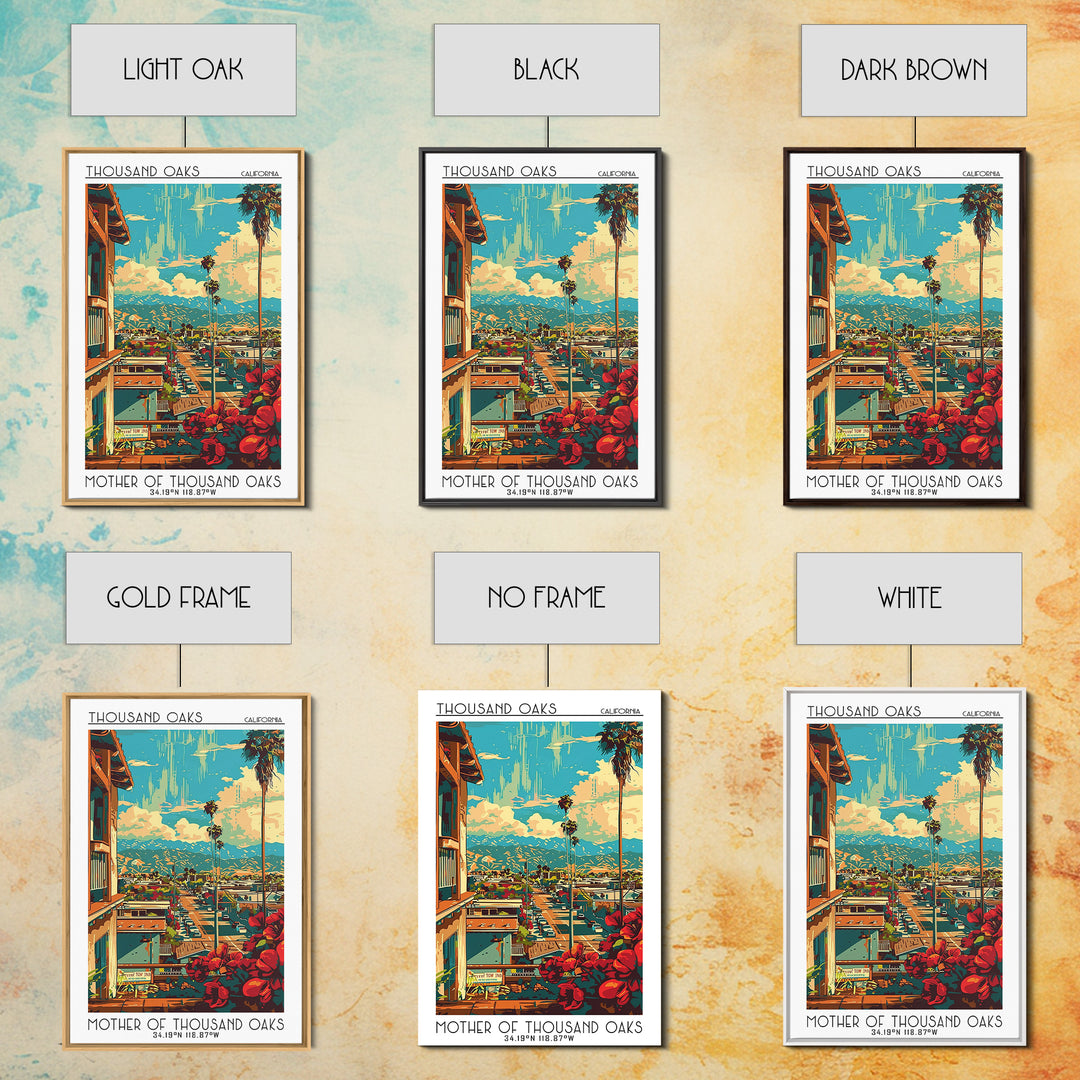 Thousand Oaks Travel Poster, Canvas Print, Retro Travel Poster, City Wall Art, Travel Wall Decor, Wanderlust Gift, Modern Wall Decor