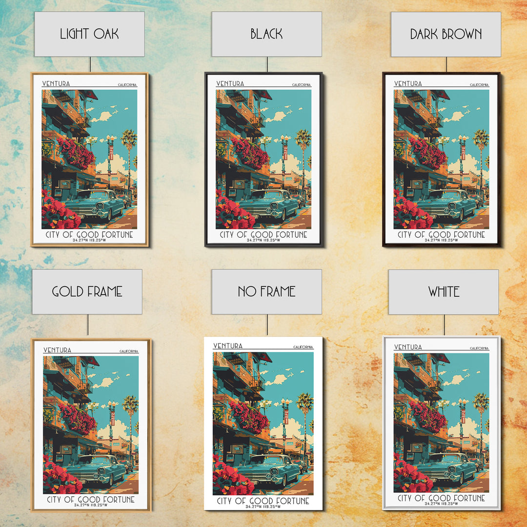Ventura Travel Poster, Framed Canvas Print, Retro Wall Art, Travel Print, Poster Print, Vintage Travel Art, Travel Posters, Wall Art
