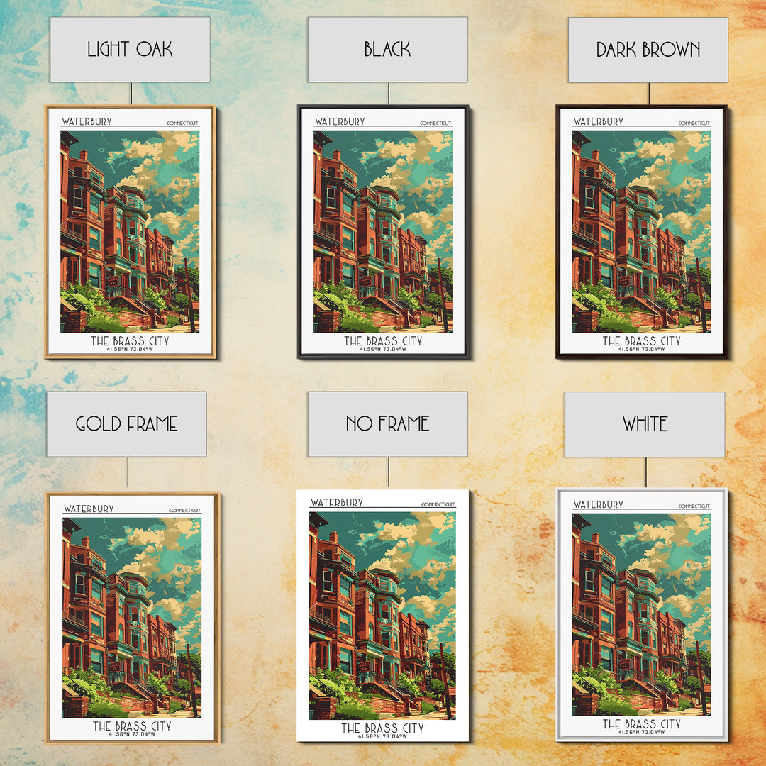 Waterbury Travel Poster, Framed Canvas Print, Poster Print, Travel Wall Art, Travel Art Print, Mid Century Wall Art, Wanderlust Gift