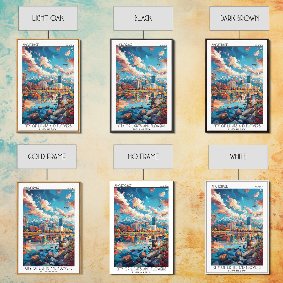 Anchorage Travel Poster, Framed Canvas Print, Retro Travel Poster, City Wall Art, Wanderlust Gift, City Illustration, Vintage Travel