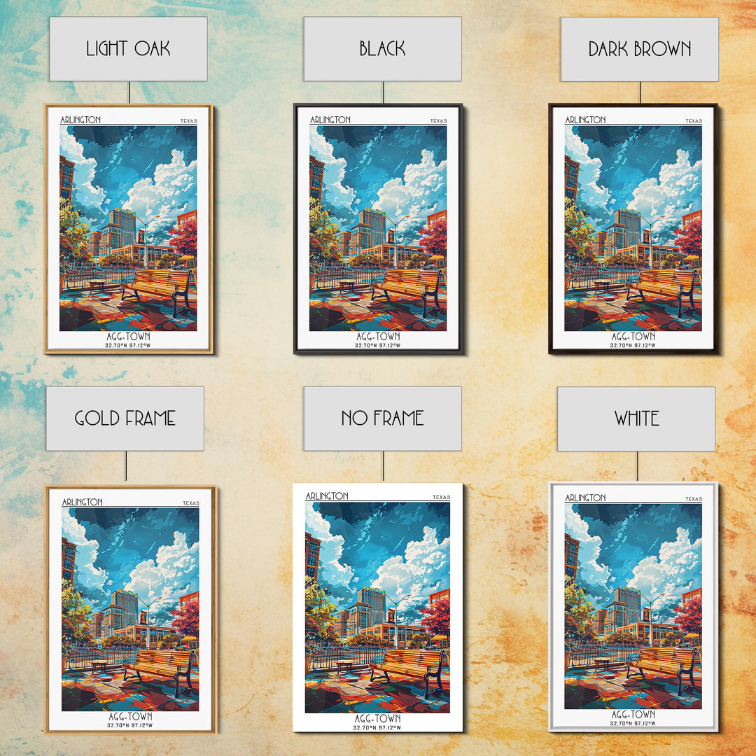 Arlington Travel Poster, Framed Canvas Print, Travel Prints, Landscape Art, Travel Wall Art, Watercolor Cityscape, Travel Wall Decor