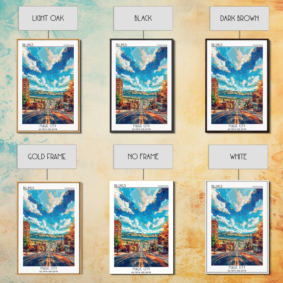 Billings Travel Poster, Framed Canvas Print, Travel Art Print, Modern Wall Decor, Retro Travel Poster, Travel Print, Wanderlust Gift