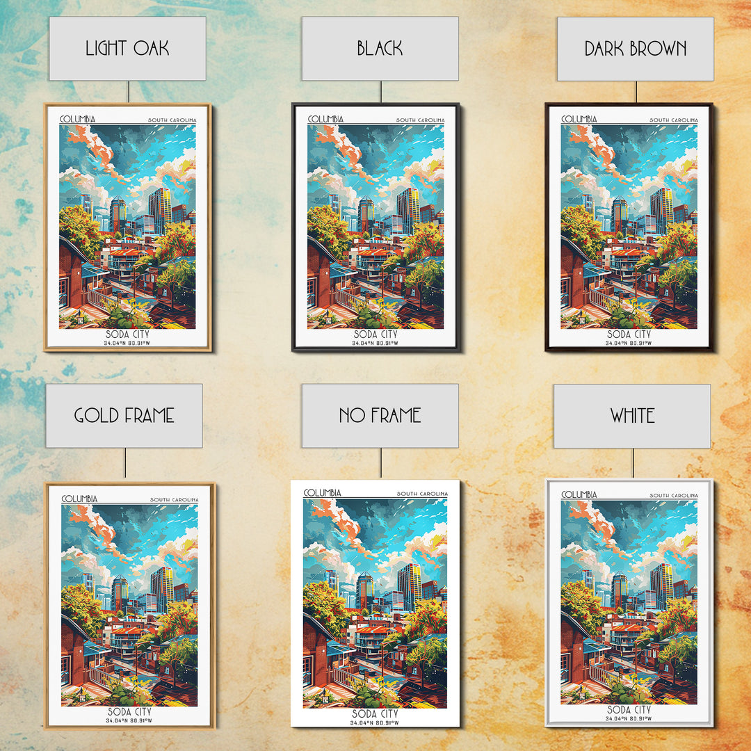 Columbia Travel Poster, Framed Canvas Print, City Travel Poster, Travel Wall Art, Gallery Wall Set, Fine Art Print, Travel Art Print