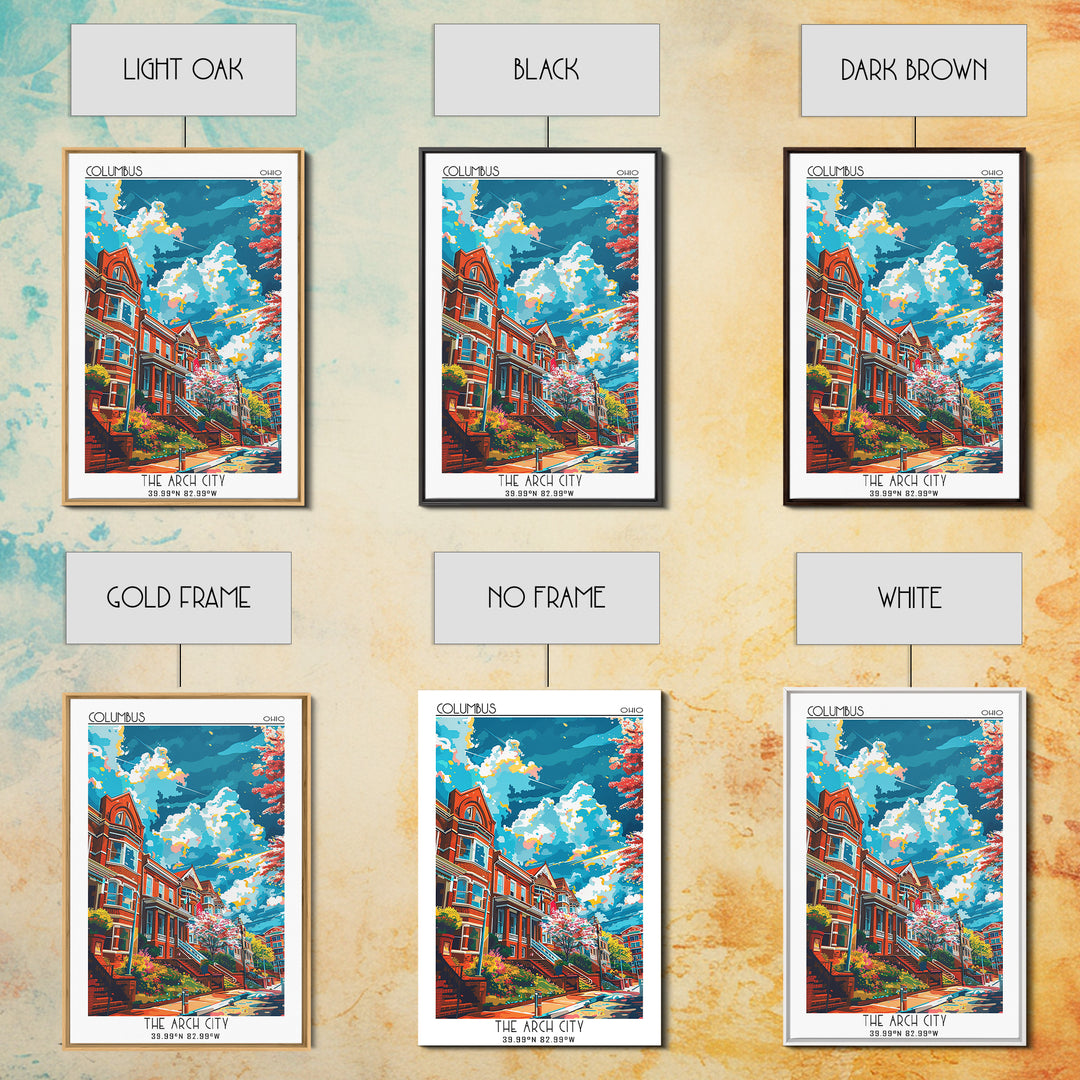 Columbus Travel Poster, Framed Canvas Print, City Travel Poster, Vintage City Poster, Travel Posters, Travel Print, Travel Art Print