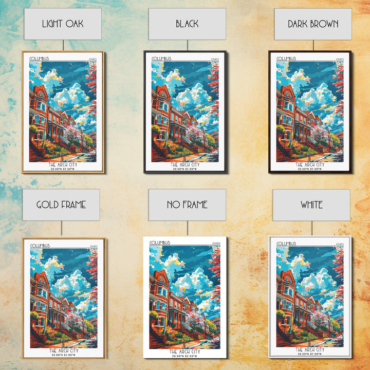 Columbus Travel Poster, Framed Canvas Print, City Travel Poster, Vintage City Poster, Travel Posters, Travel Print, Travel Art Print